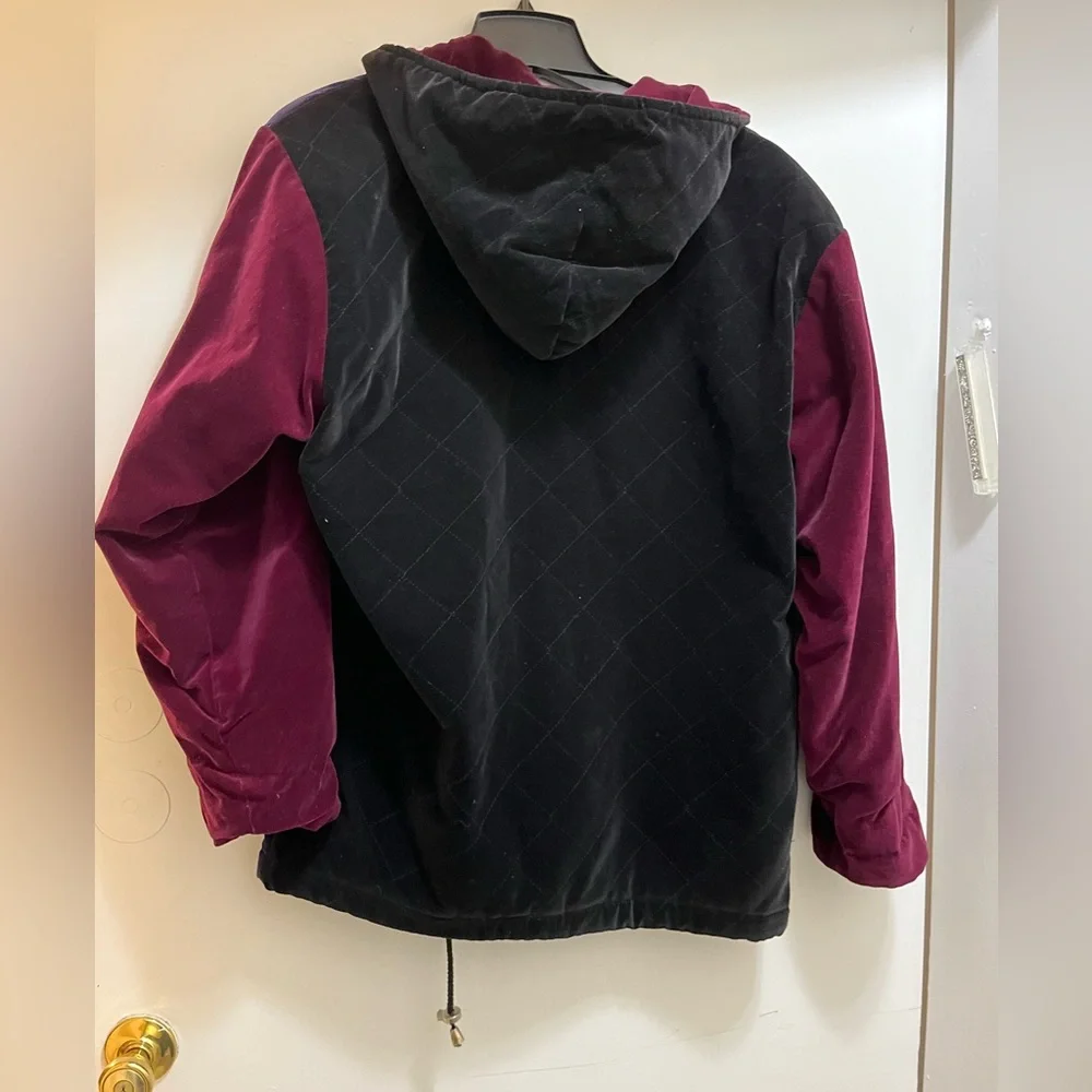 Laura Jefferies Hooded Full Zip Velvet Color Block Puffer Jacket, Women’s Medium - Picture 2 of 10